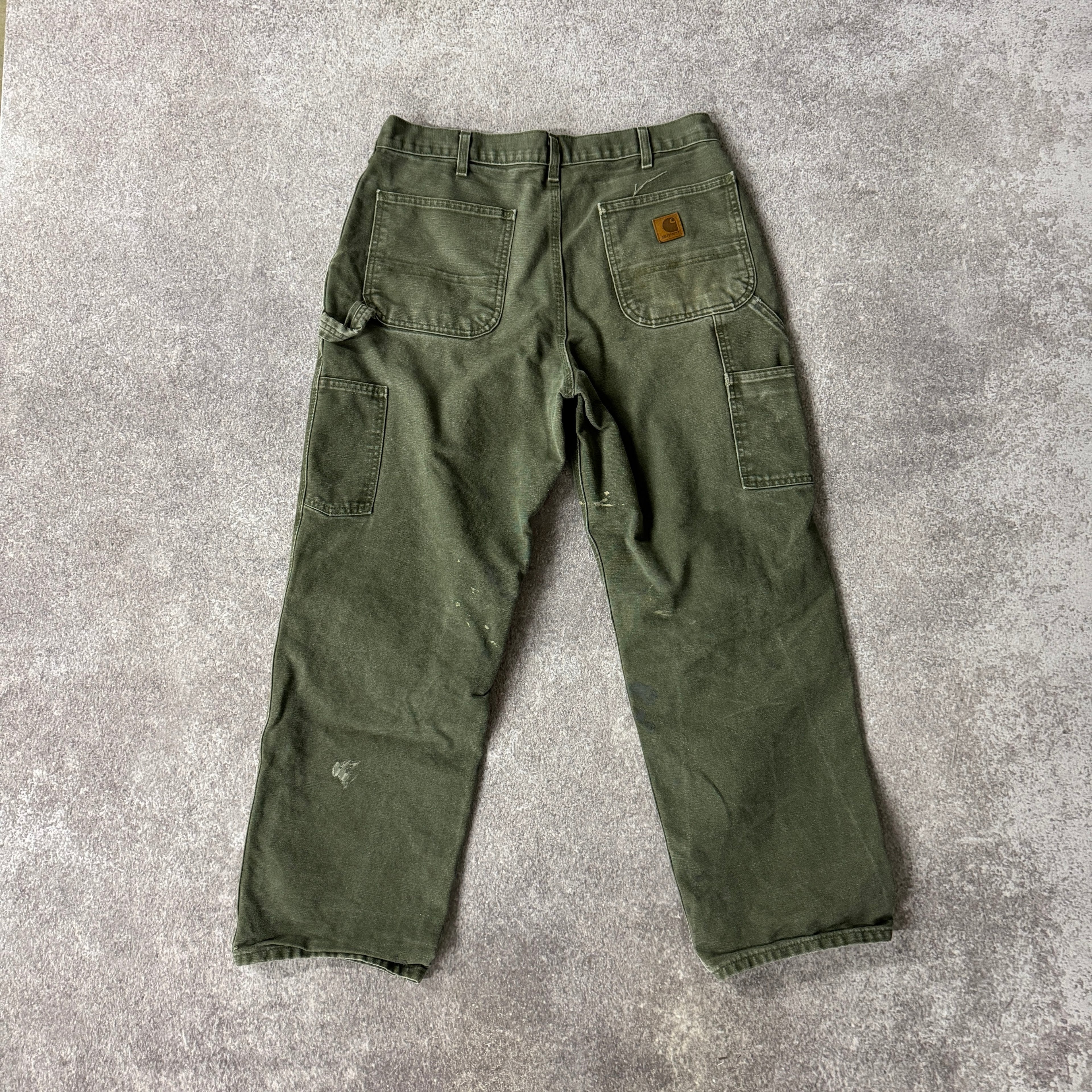 2020s Carhartt Carpenter Green Distressed Pants 34W x 30L