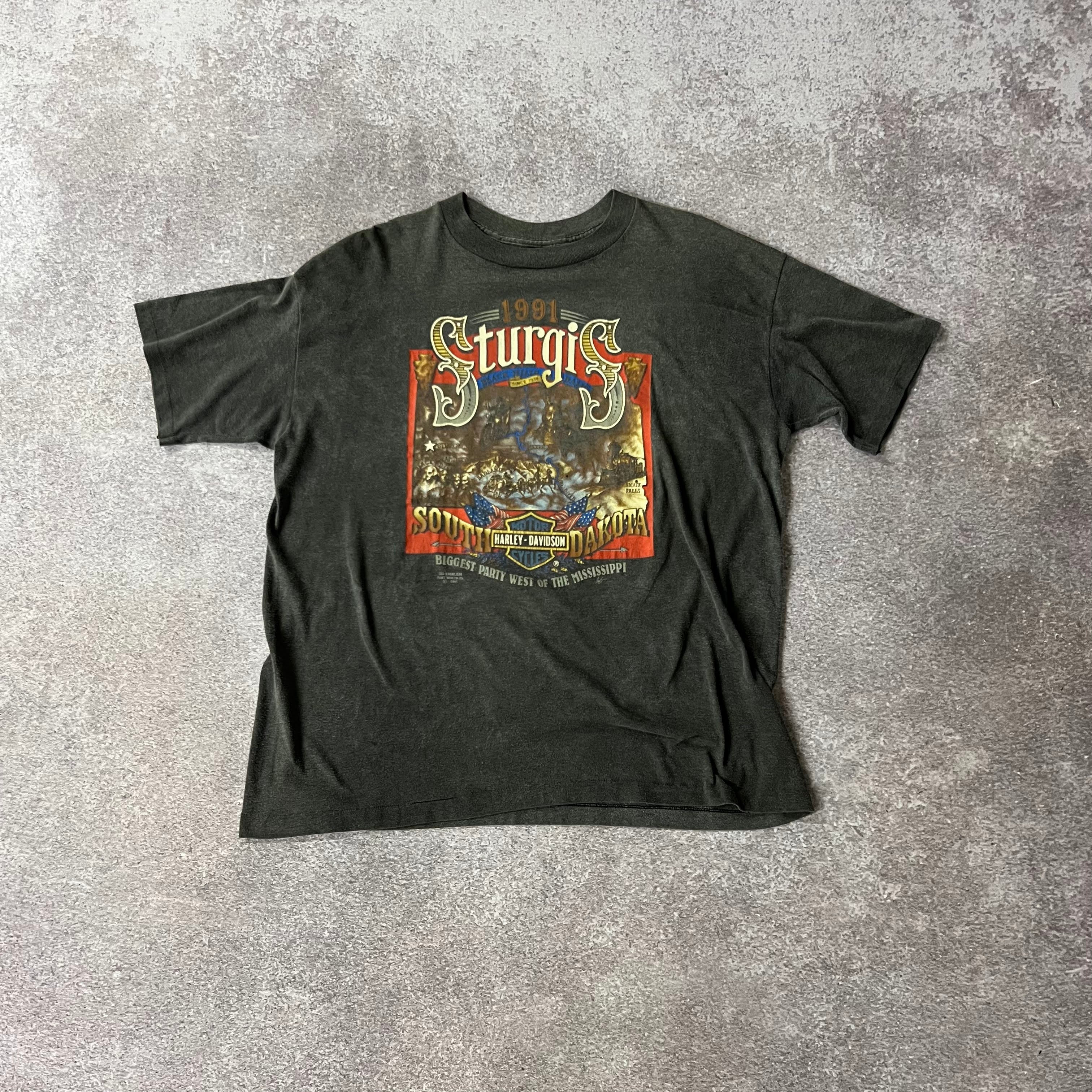 90s South Dakota Gray Worn In Tee L