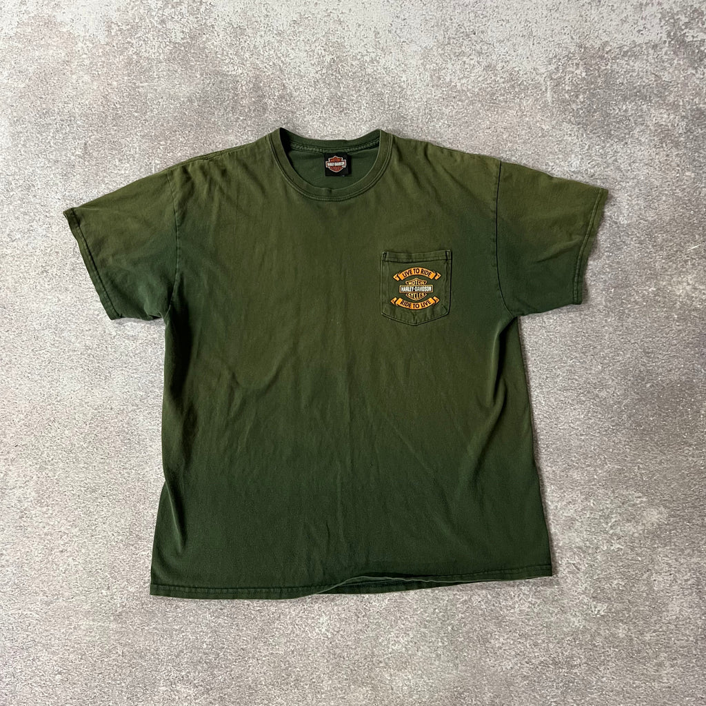 2010s Harley Davidson New York Green Worn In Tee L