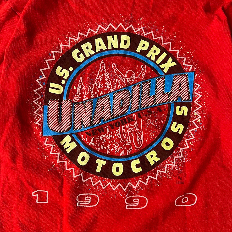 1990 Unadilla  Grand Prix Motocross Big Logo Back Graphic Red Tee M