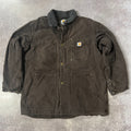 2010s Carhartt Sherpa Fleece Lined Workwear Outdoor Brown Jacket XL