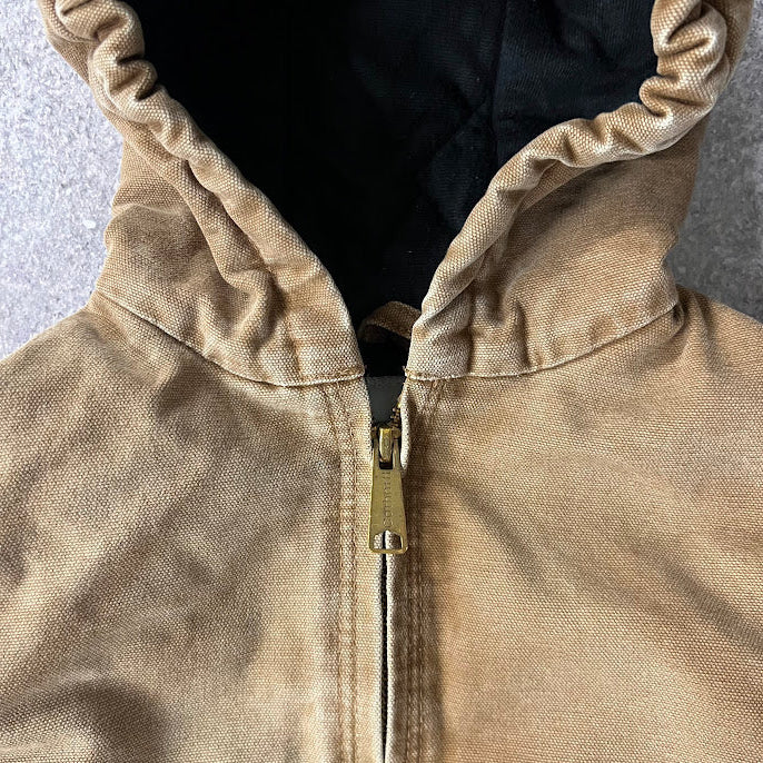 Y2K Carhartt Kids Quilt Lined Workwear Outdoor Tan Jacket M