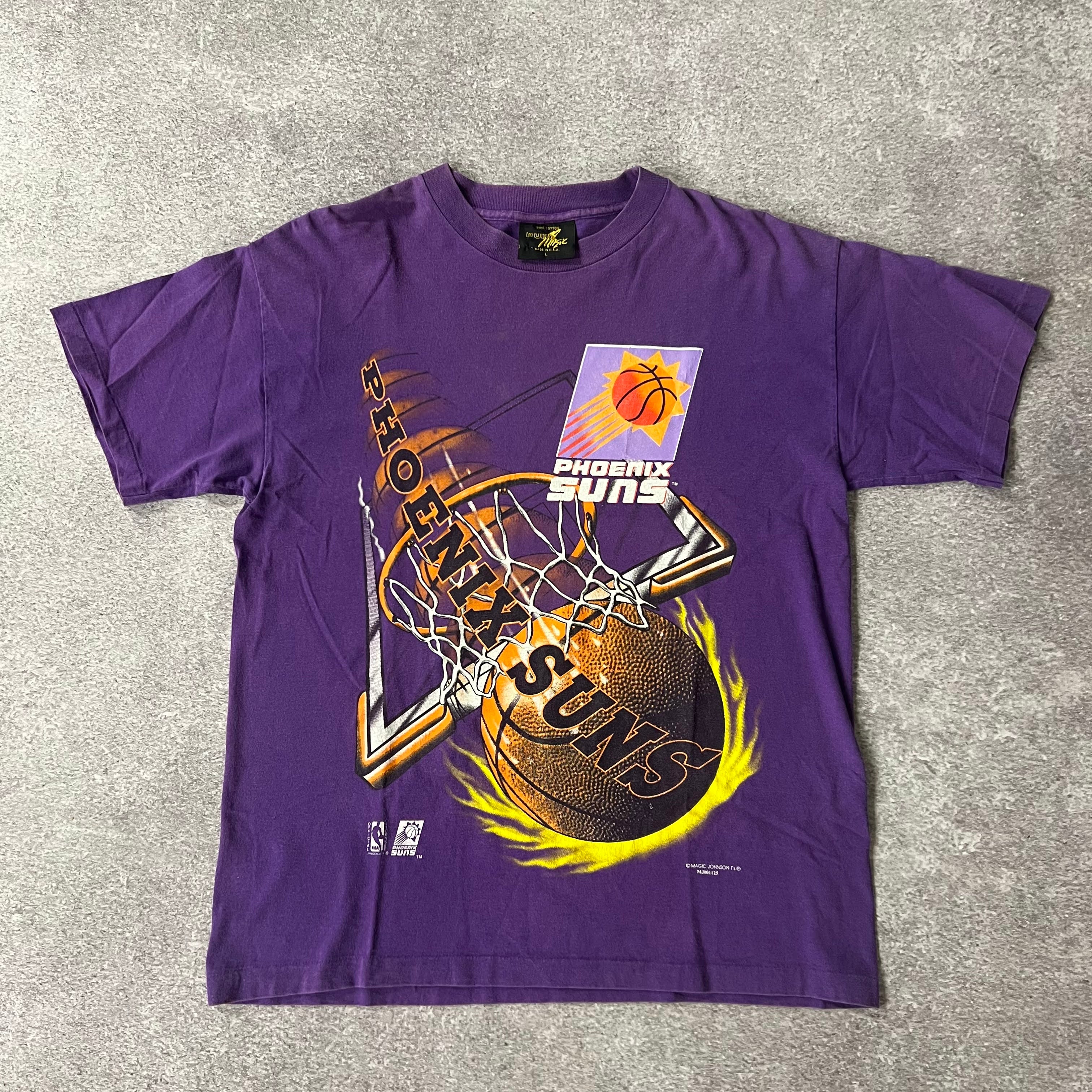 90s Phoenix Suns Magic Johnson T's Big Logo Single Stitch Tee L