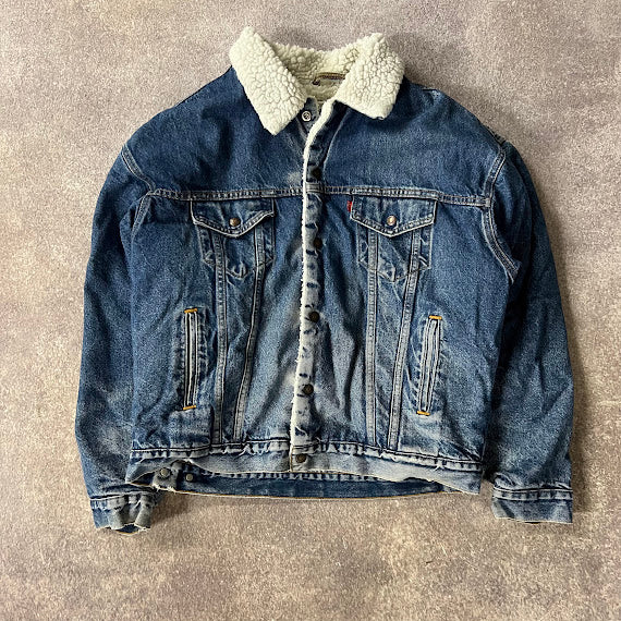 90s Levi's Sherpa Lined Workwear Outdoor Vintage Blue Jacket XL
