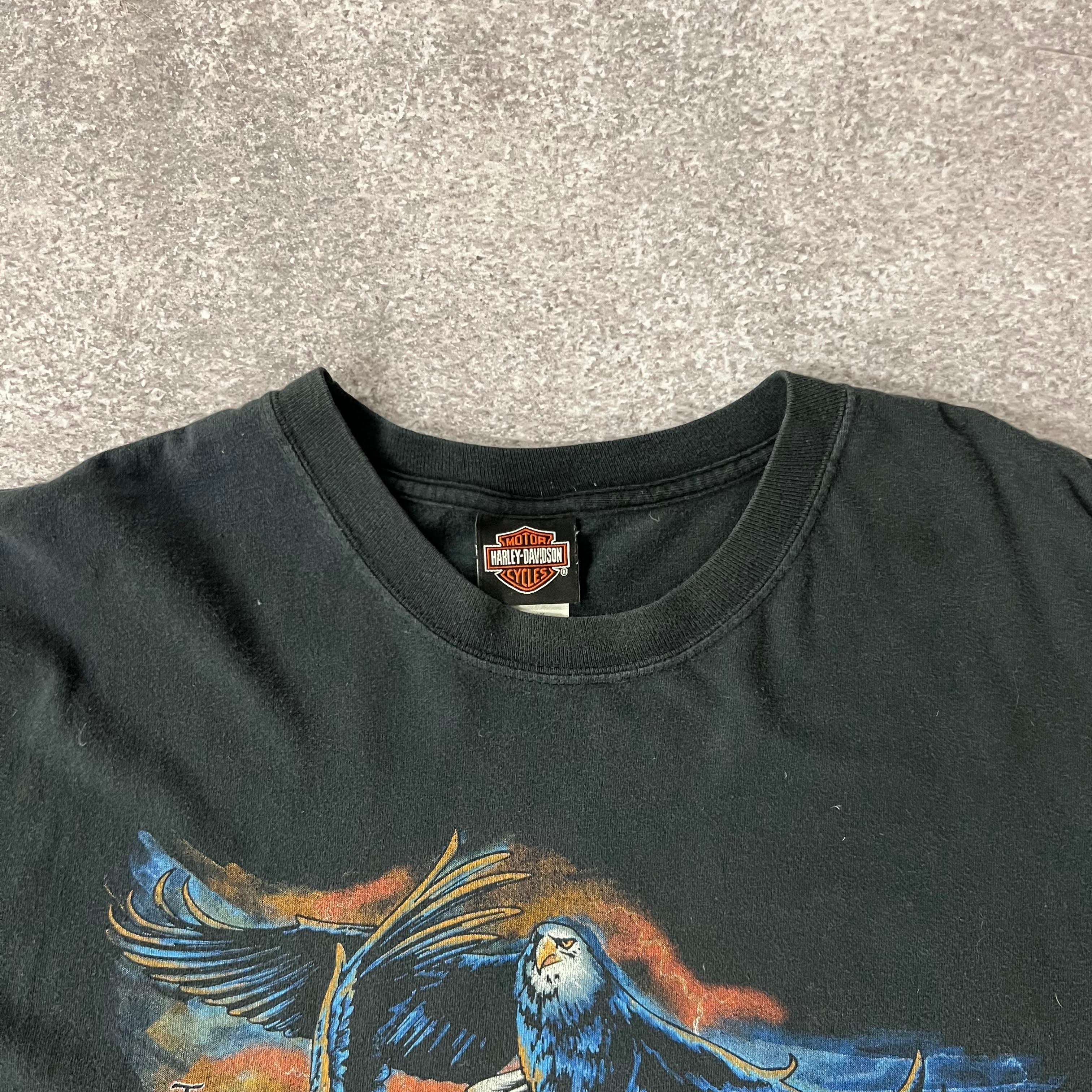 Y2K Harley Davidson Portland, Maine Worn In Tee XXL