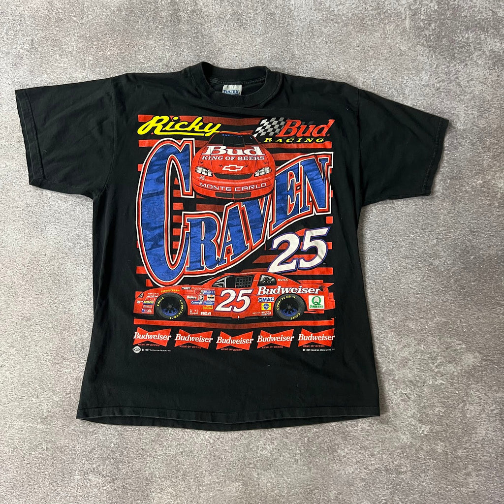 1997 Ricky Craven NASCAR Big Logo Single Stitch Faded Tee L