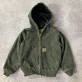 Y2K Carhartt Kids Quilt Lined Workwear Outdoor Green Jacket S