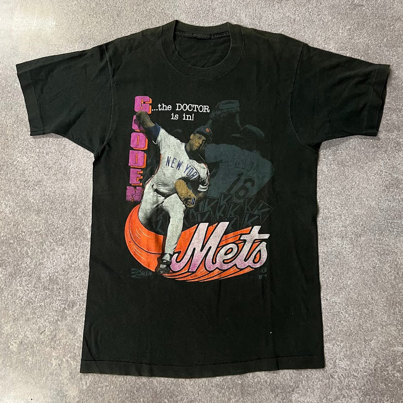 80s Dwight Gooden New York Mets MLB Big Logo Single Stitch Tee L