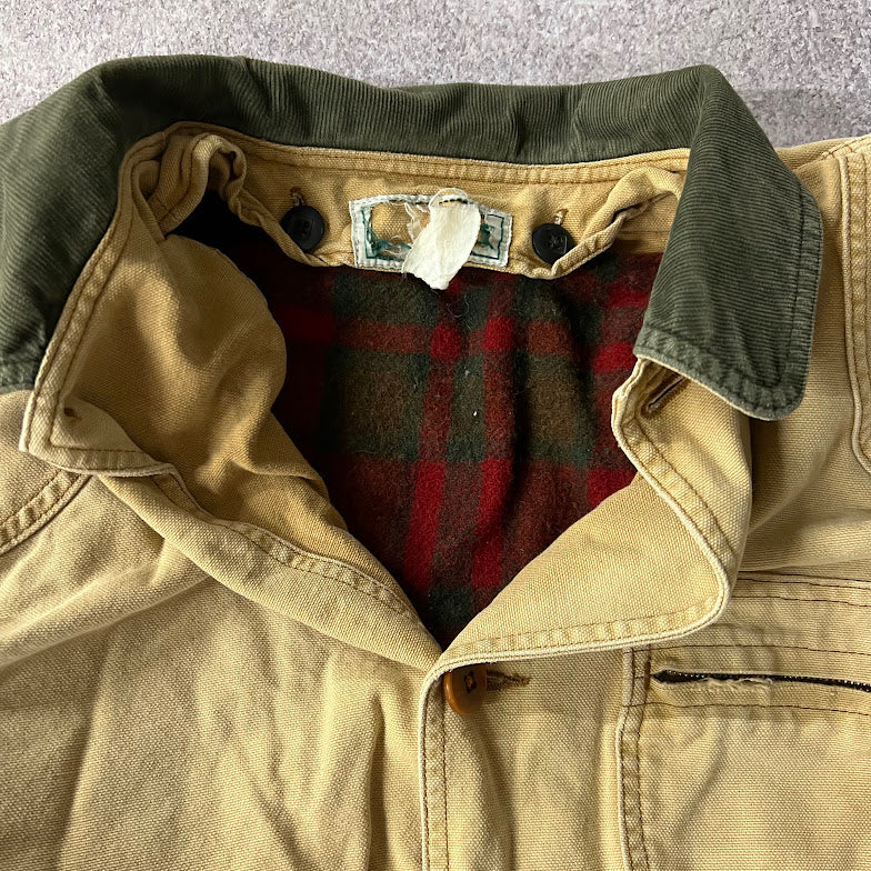 80s LL Bean Blanket Lined Workwear Outdoor Vintage Tan Jacket L