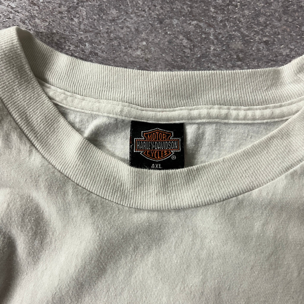 Y2K Harley Davidson Florida White Cracked Print Tee 4XL