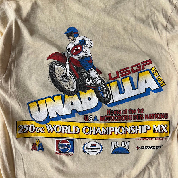 80s Unadilla World Championship Motocross Long Sleeve Yellow Tee L