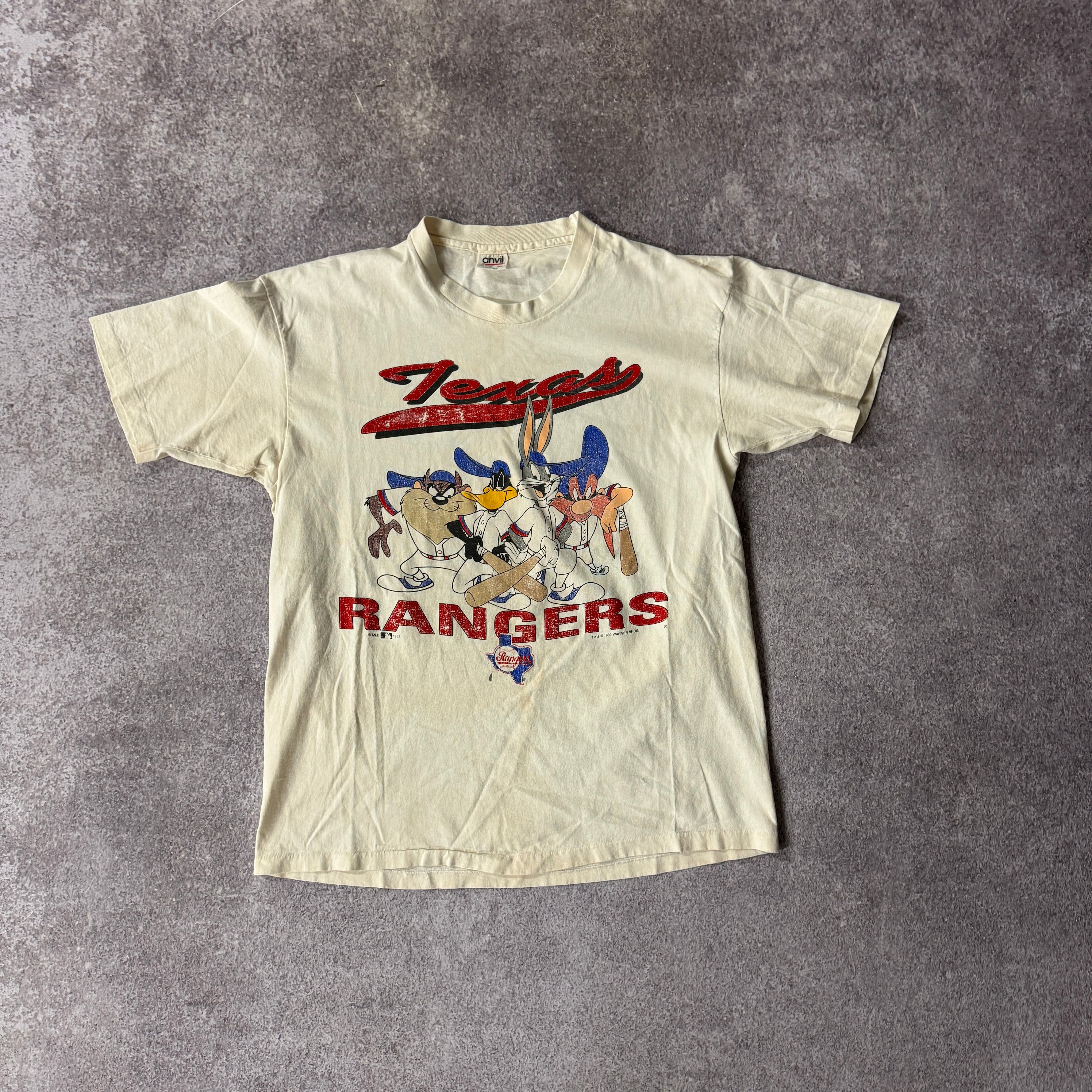 90s Texas Rangers Warner Brothers Texas Rangers Crossover Single Stitch Tee XL