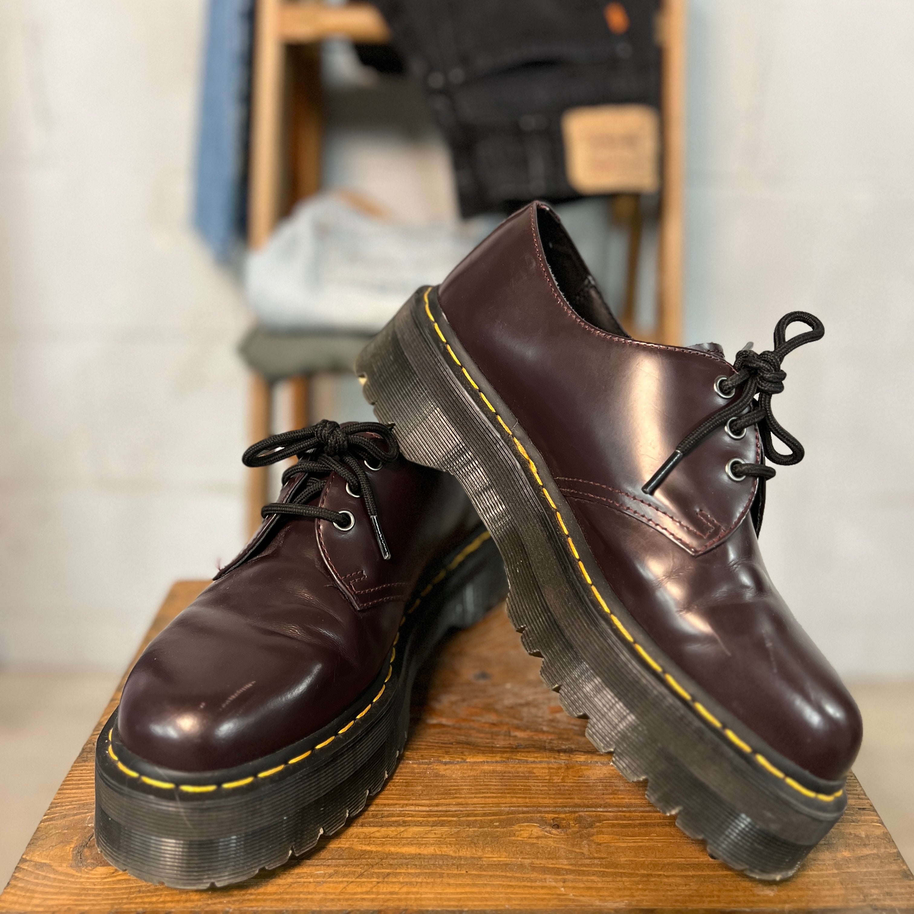 2020s Doc Martens 1461 Quad Smooth Leather Platform Oxblood Burgundy Men's 9