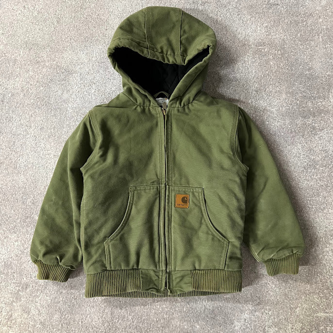 Y2K Carhartt Kids Quilt Lined Workwear Vintage Green Jacket S