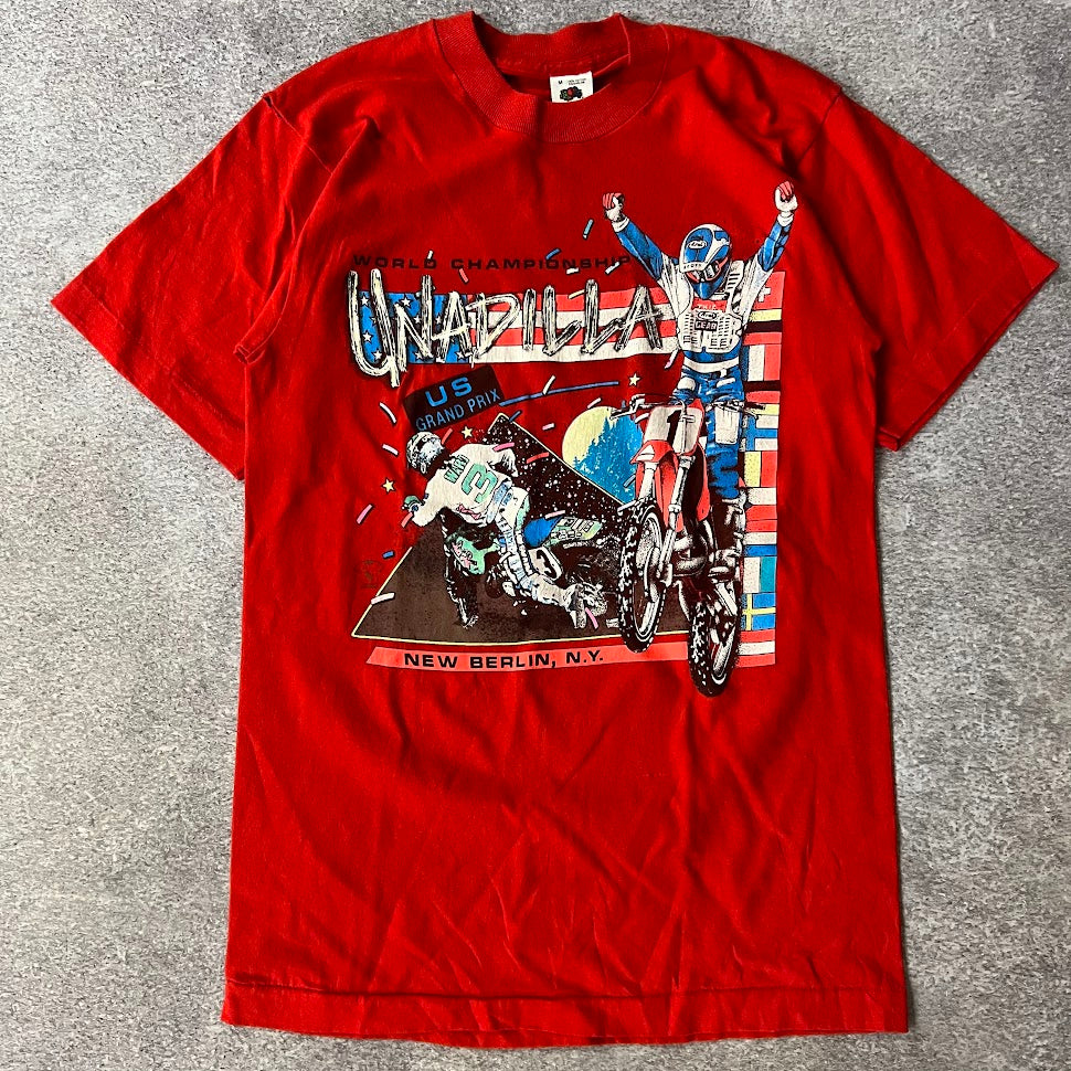 1990 Unadilla  Grand Prix Motocross Big Logo Back Graphic Red Tee M