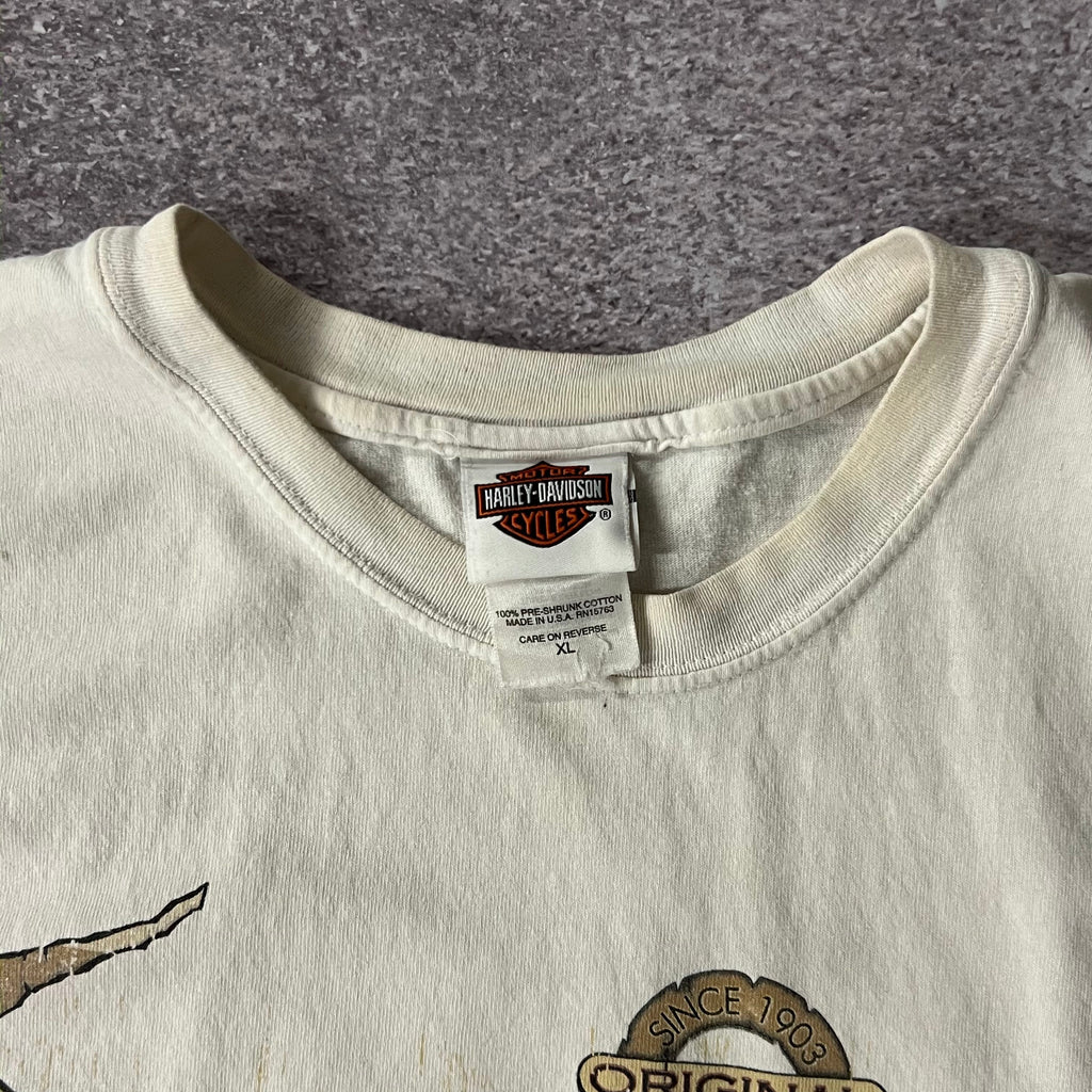 90s Harley Davidson Delaware White Distressed Tee XL