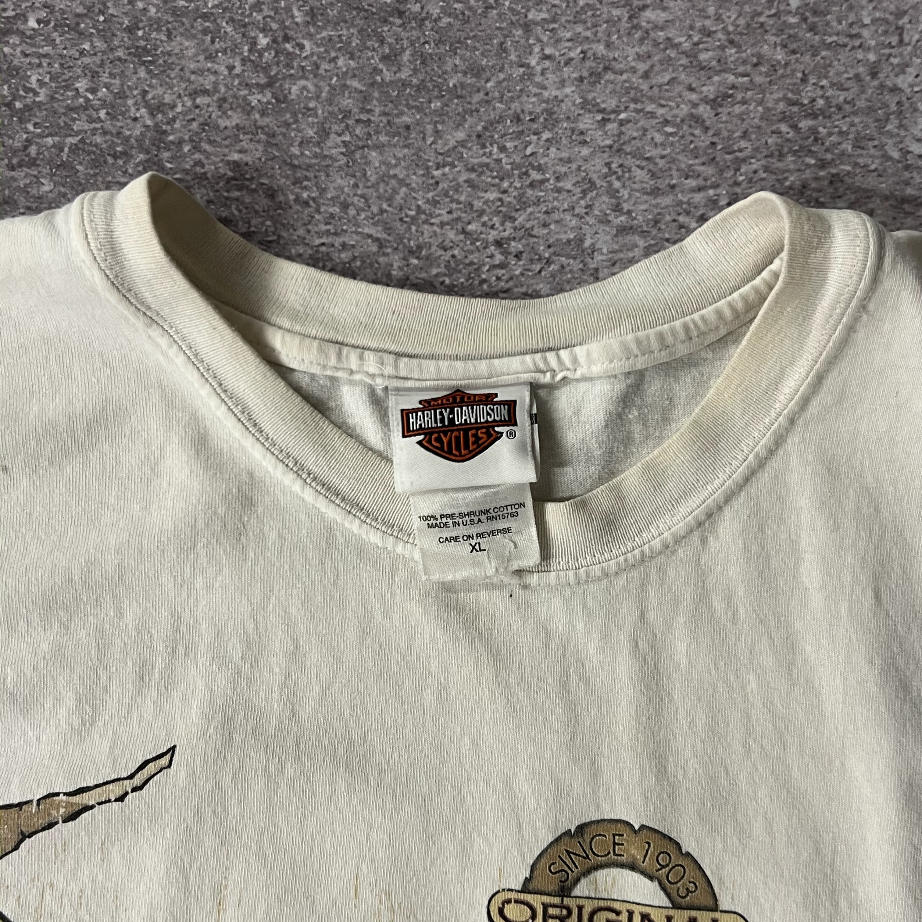90s Harley Davidson Delaware White Distressed Tee XL