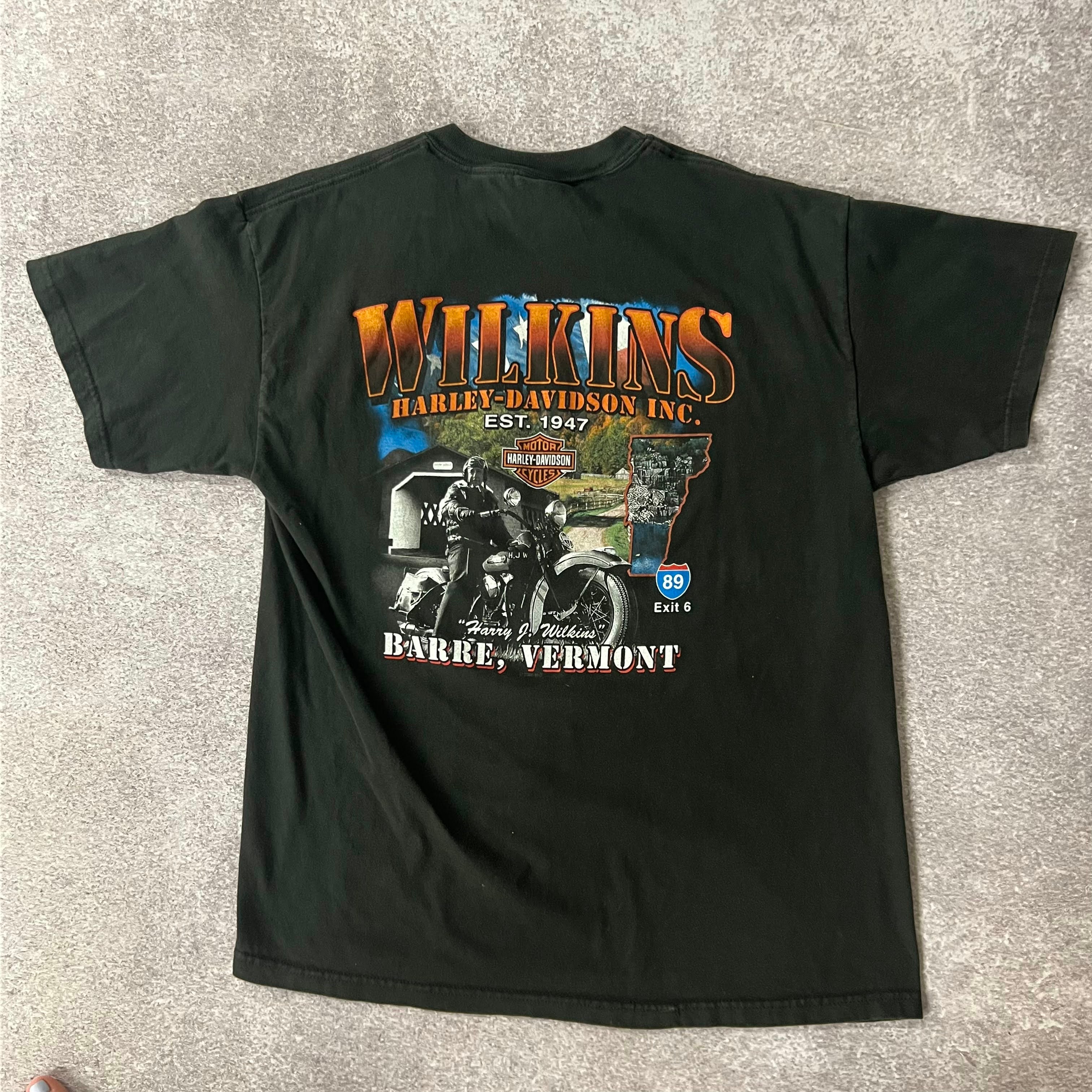Y2K Harley Davidson Barre, Vermont Back Graphic Tee L