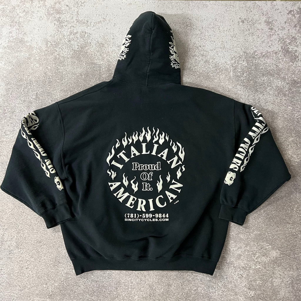 Y2K Gildan Italian Cracked Print Hoodie XXL
