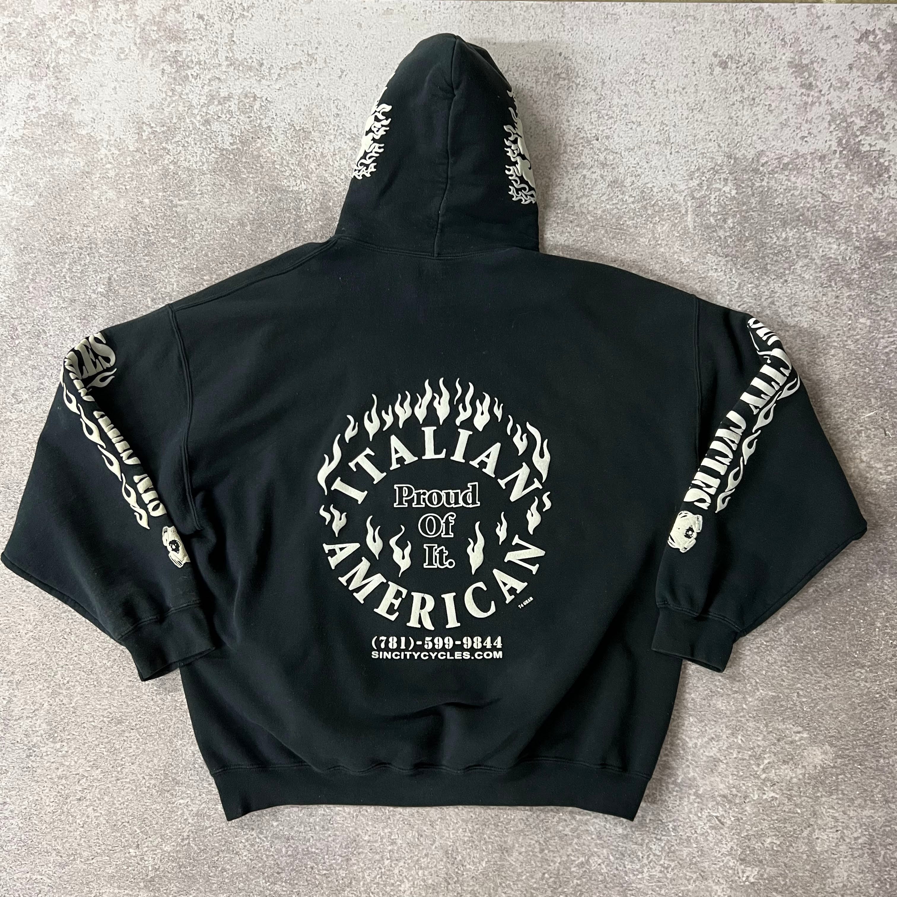 Y2K Gildan Italian Cracked Print Hoodie XXL