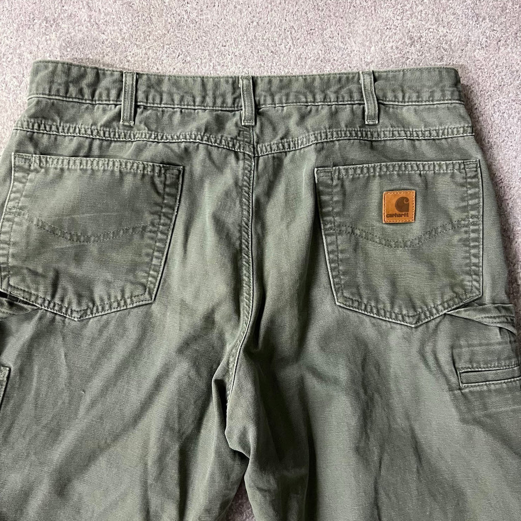 2010s Carhartt Workwear Faded Loose Green Vintage Pants 36x32