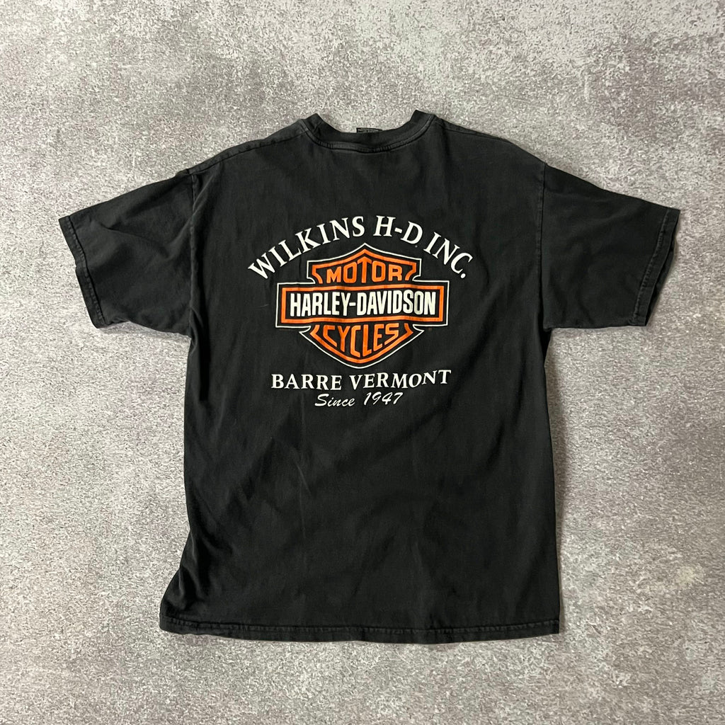 Y2K Harley Davidson Barre, Vermont Worn In Tee L