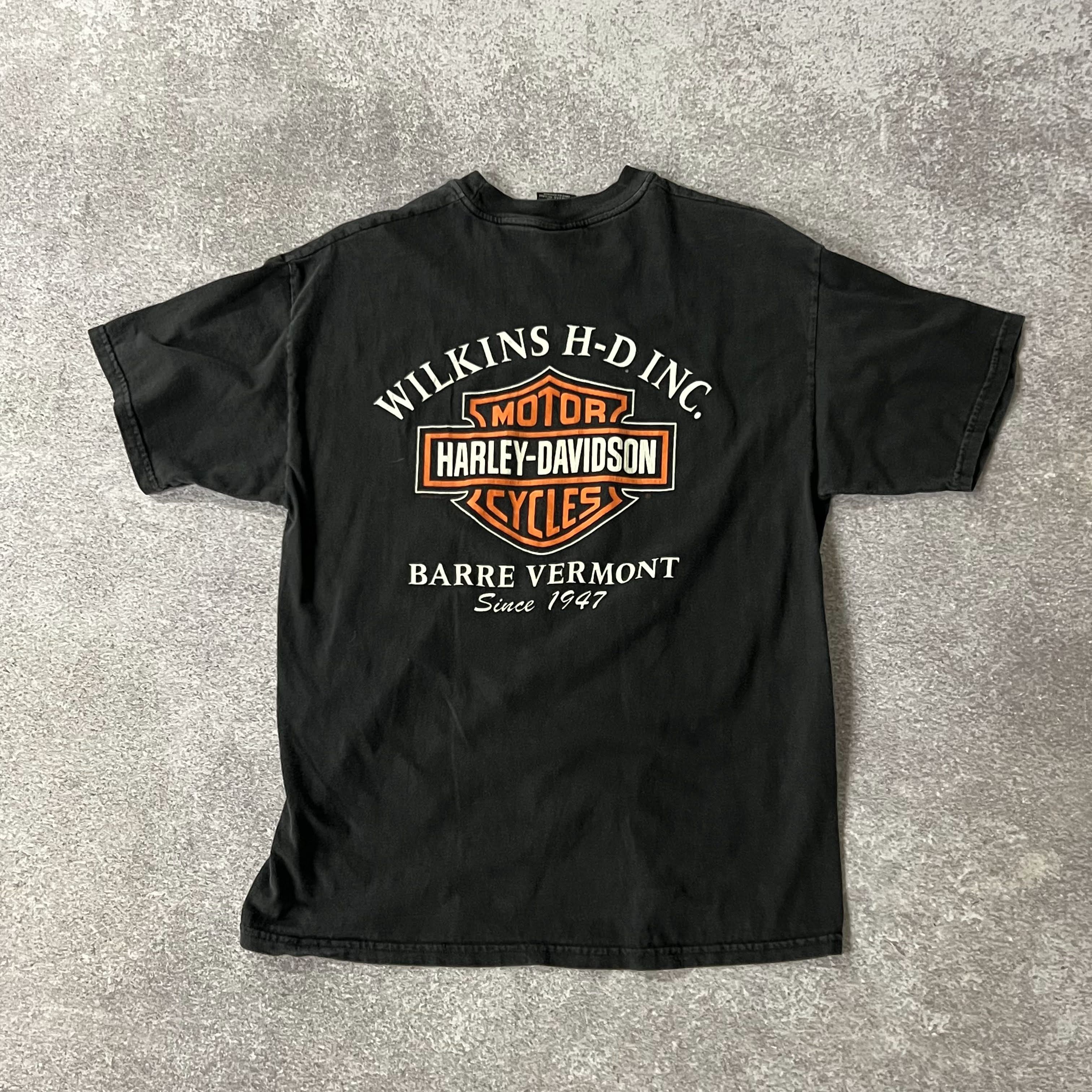 Y2K Harley Davidson Barre, Vermont Worn In Tee L