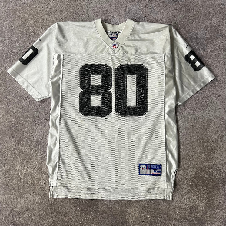 Y2K Jerry Rice Oakland Raiders NFL Reebok Cracked Print Vintage Jersey L