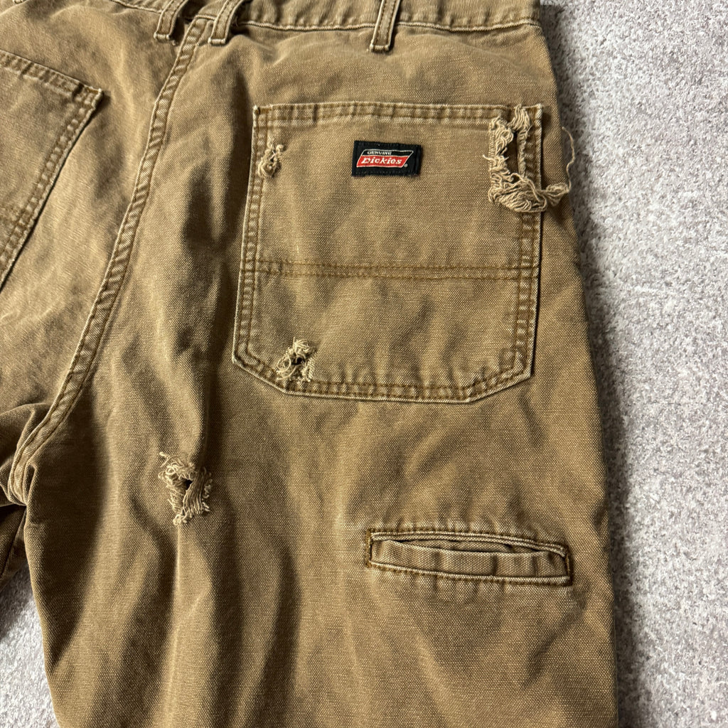 2010s Dickies Brown Duck Canvas Work Pants Tan Distressed 36W x 30L
