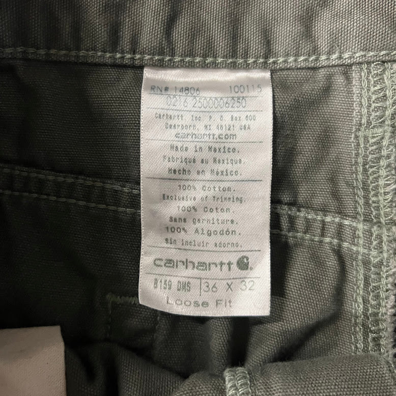 2010s Carhartt Workwear Faded Loose Green Vintage Pants 36x32