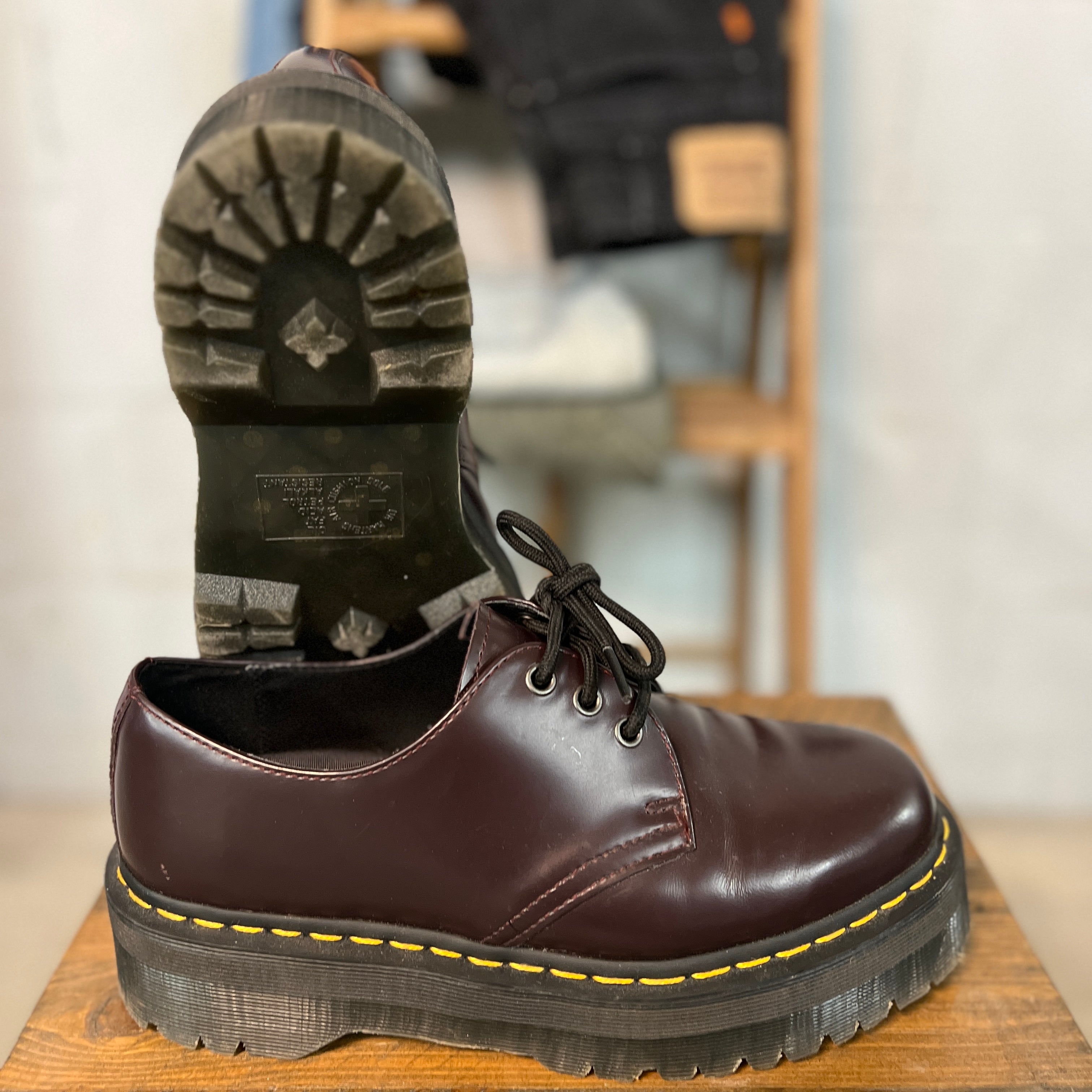 2020s Doc Martens 1461 Quad Smooth Leather Platform Oxblood Burgundy Men's 9