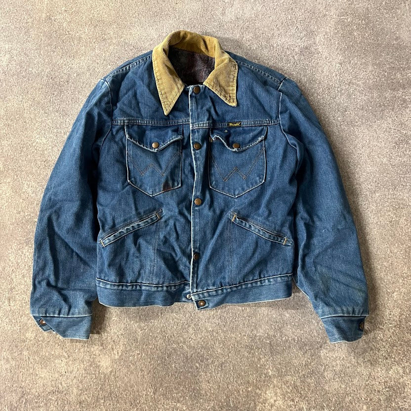 80s Wrangler Blanket Lined Made in USA Workwear Vintage Blue Jacket S