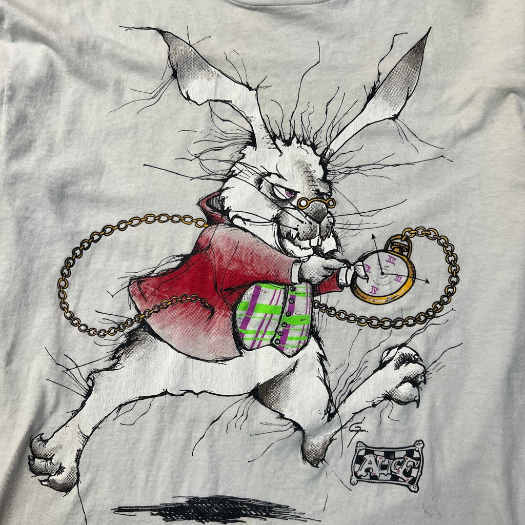 90s Andazia Alice In Wonderland White Rabbit Tee Large SS Grail
