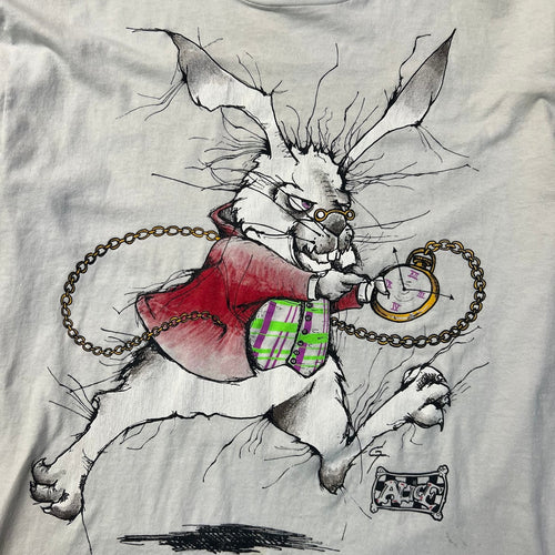 90s Andazia Alice In Wonderland White Rabbit Tee Large SS Grail