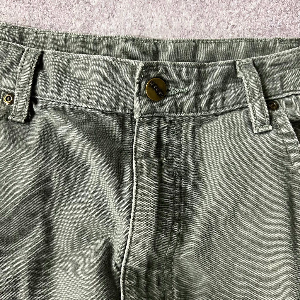 2010s Carhartt Workwear Faded Loose Green Vintage Pants 36x32