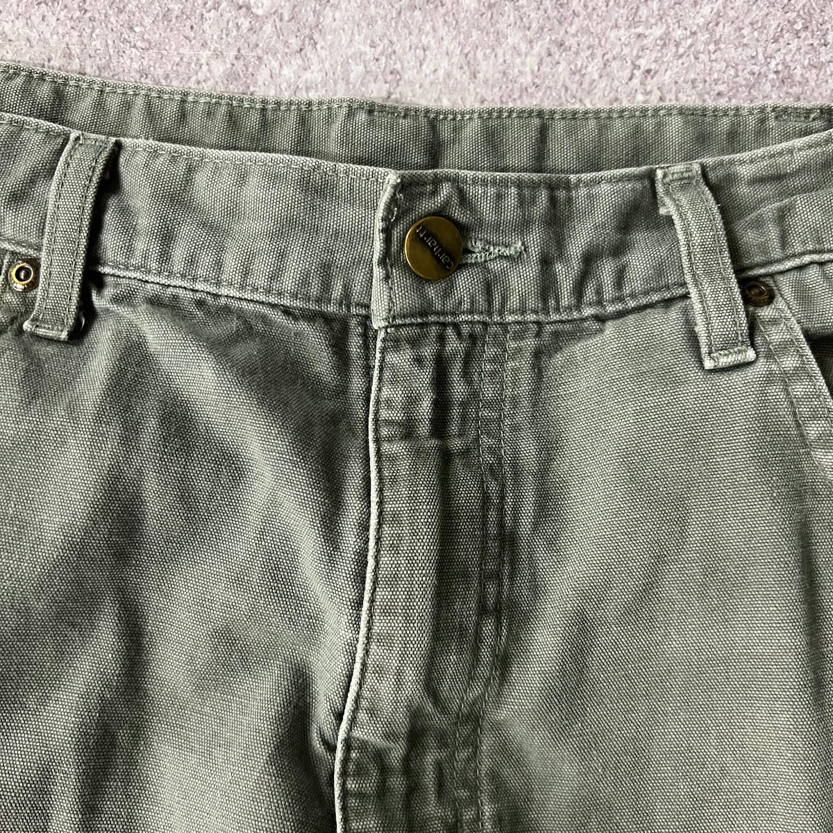2010s Carhartt Workwear Faded Loose Green Vintage Pants 36x32