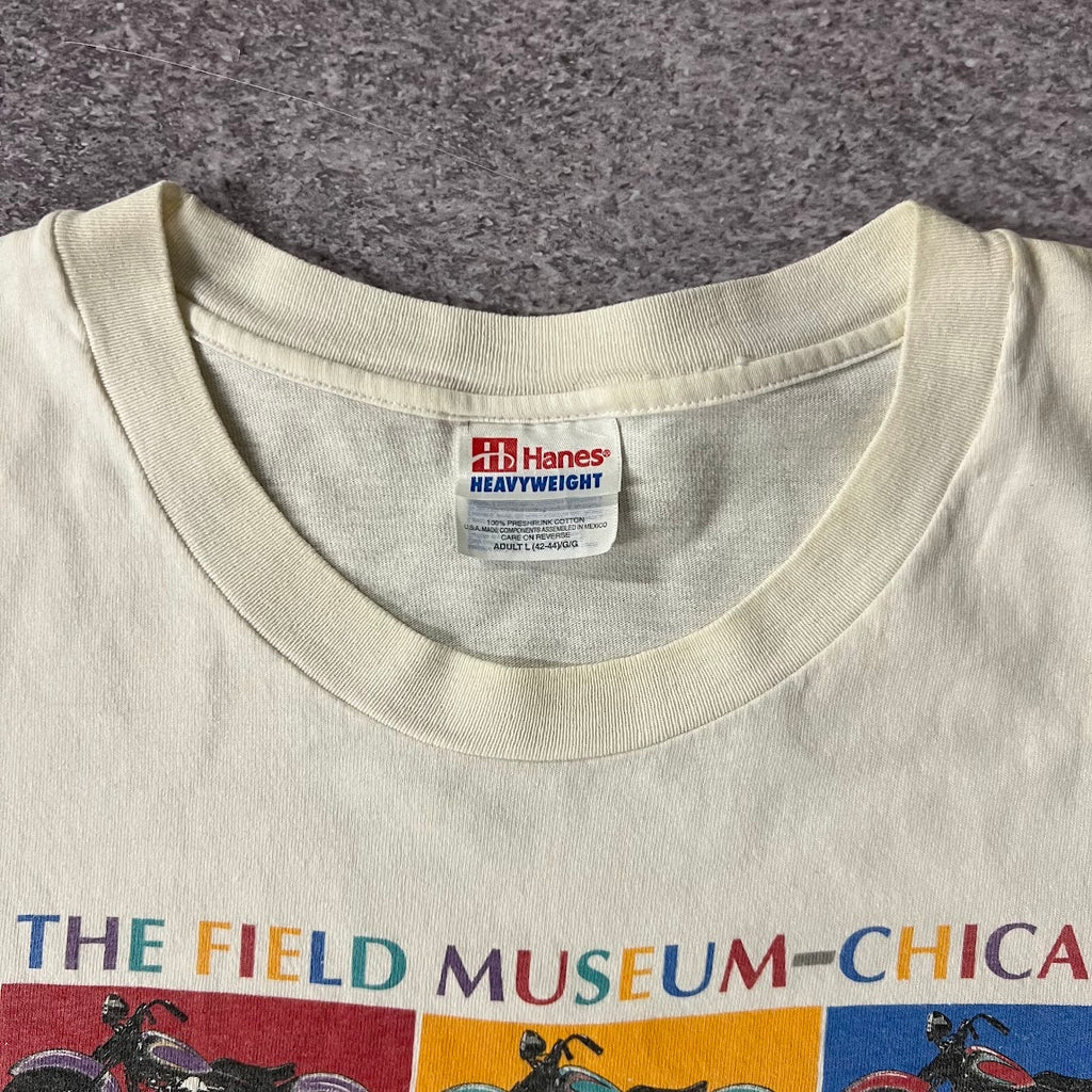 90s Hanes Cream Big Logo Tee L