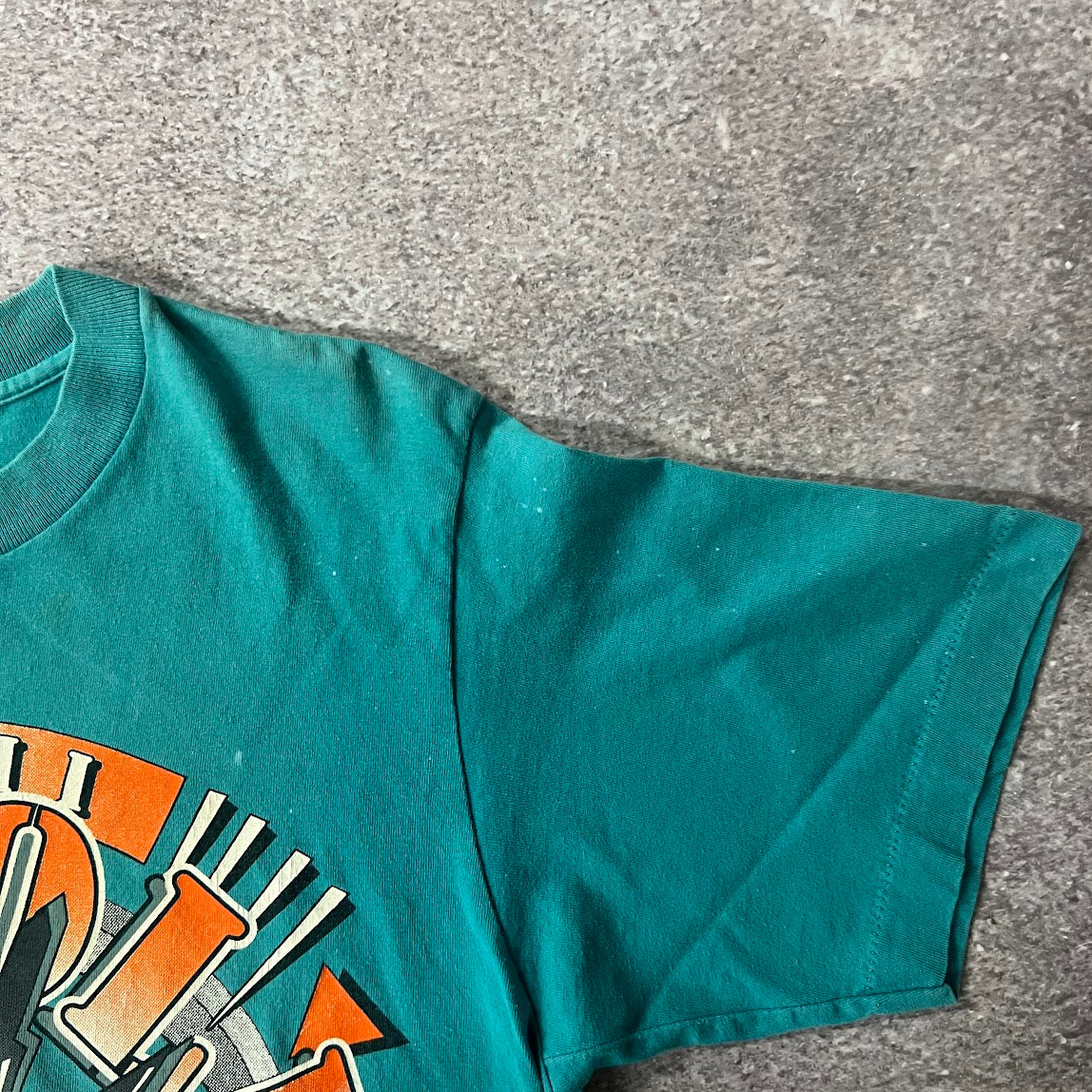90s Miami Dolphins Trench Faded Single Stitch Tee L