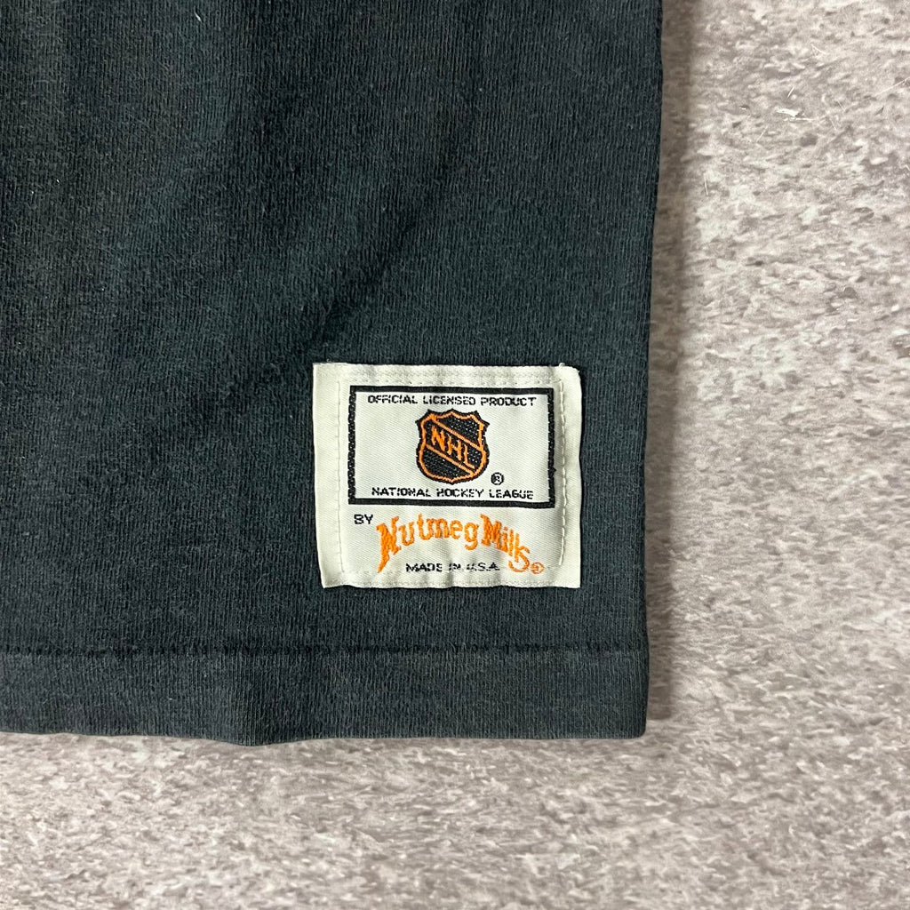 90s San Jose Sharks Nutmeg Mills Big Logo Single Stitch Tee L