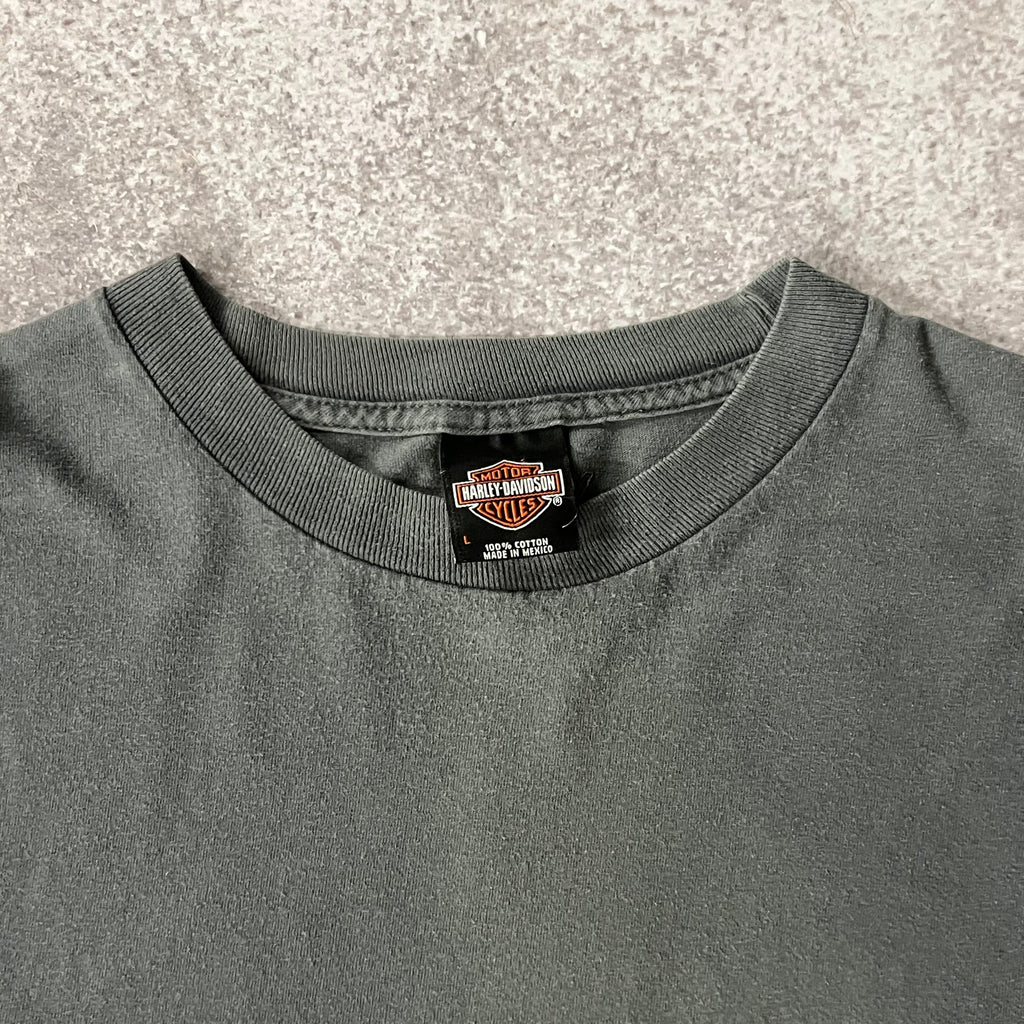 2010s Harley Davidson Seattle, Washington Gray Worn In Long Sleeve Tee L