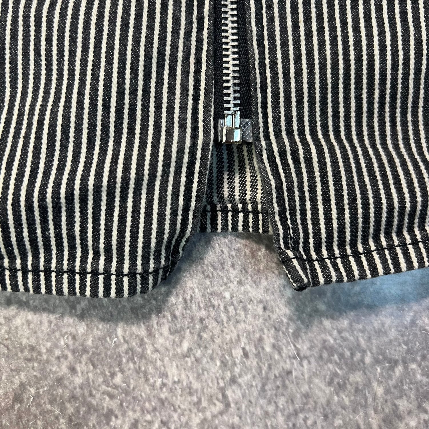 Vintage 90s Y2K Paris Blues Hickory Stripe Denim Mini Dress Zip Front Small 5