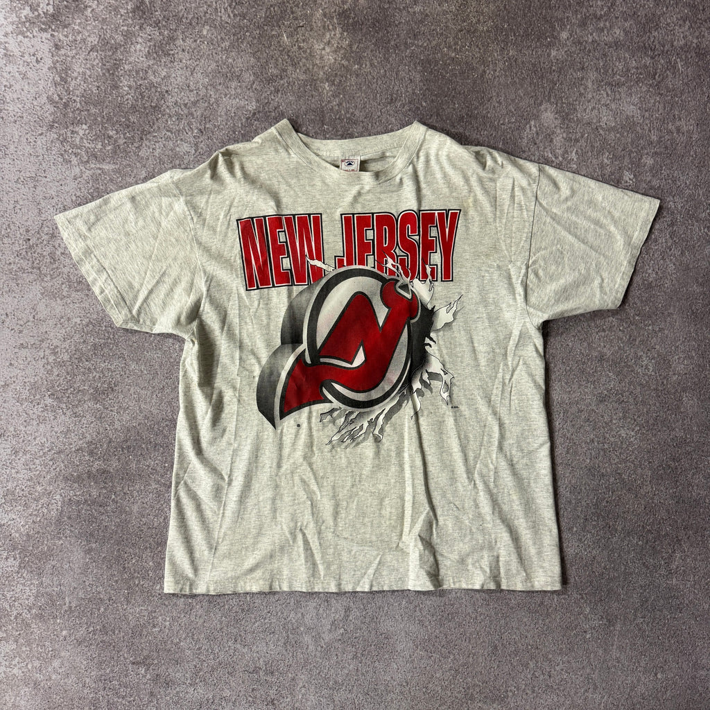 90s New Jersey Devils NHL Graphic Big Logo Tee XL