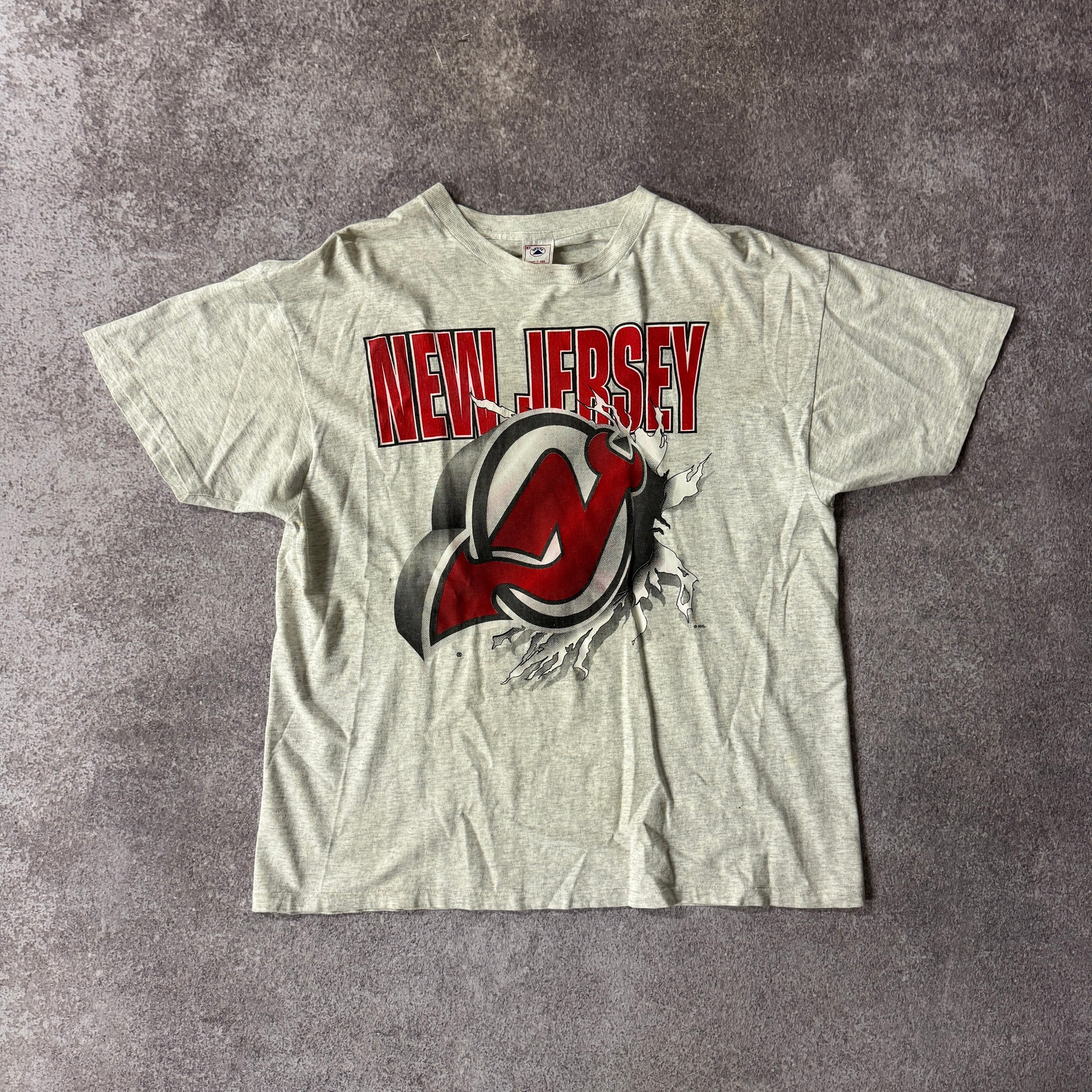 90s New Jersey Devils NHL Graphic Big Logo Tee XL