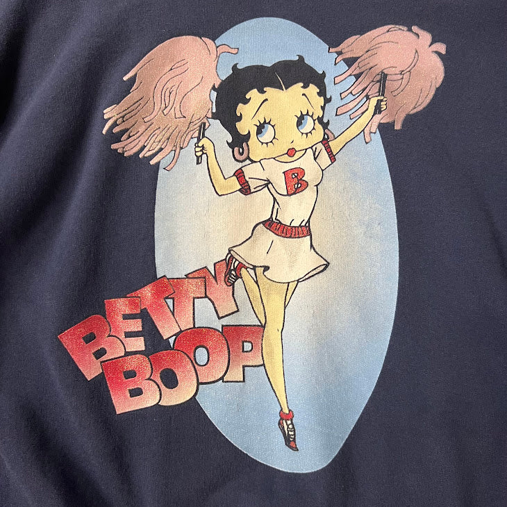 90s Betty Boop Big Logo Cracked Print Faded Crewneck Sweatshirt M