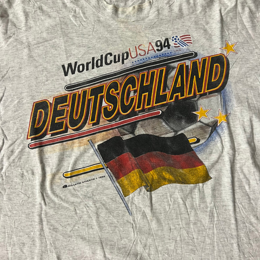 90s Deutschland Bulletin Athletic Gray Big Logo Tee XL