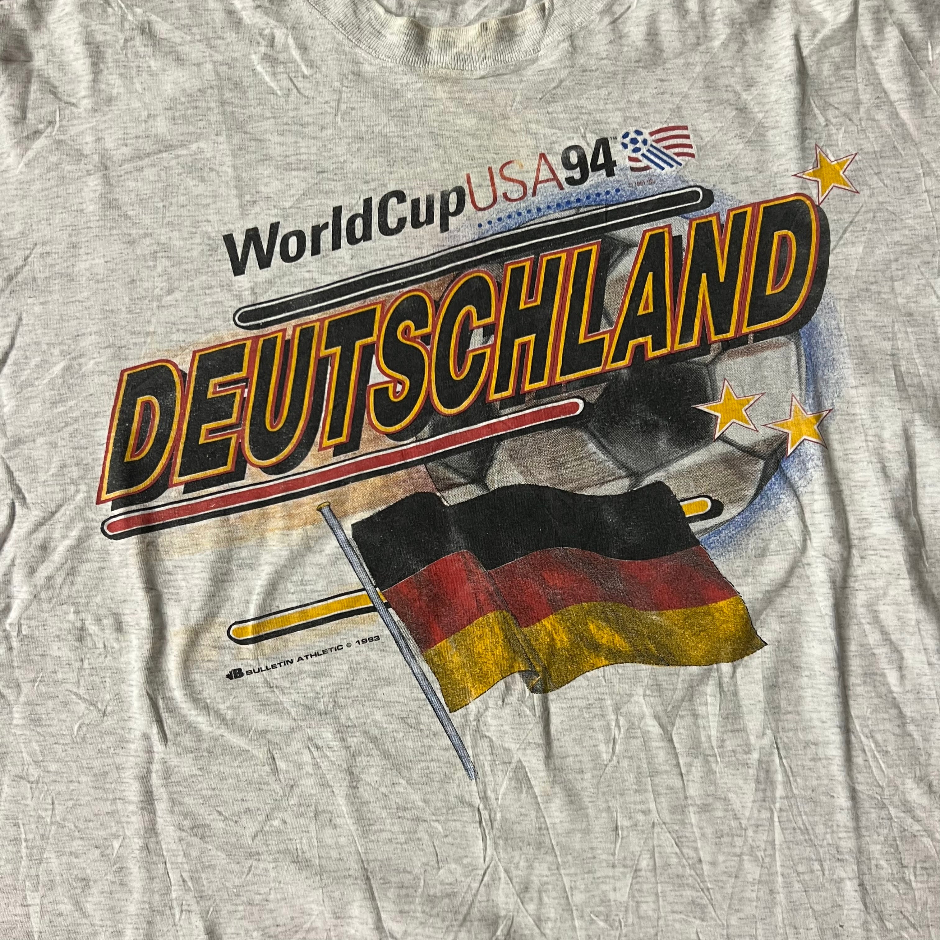 90s Deutschland Bulletin Athletic Gray Big Logo Tee XL