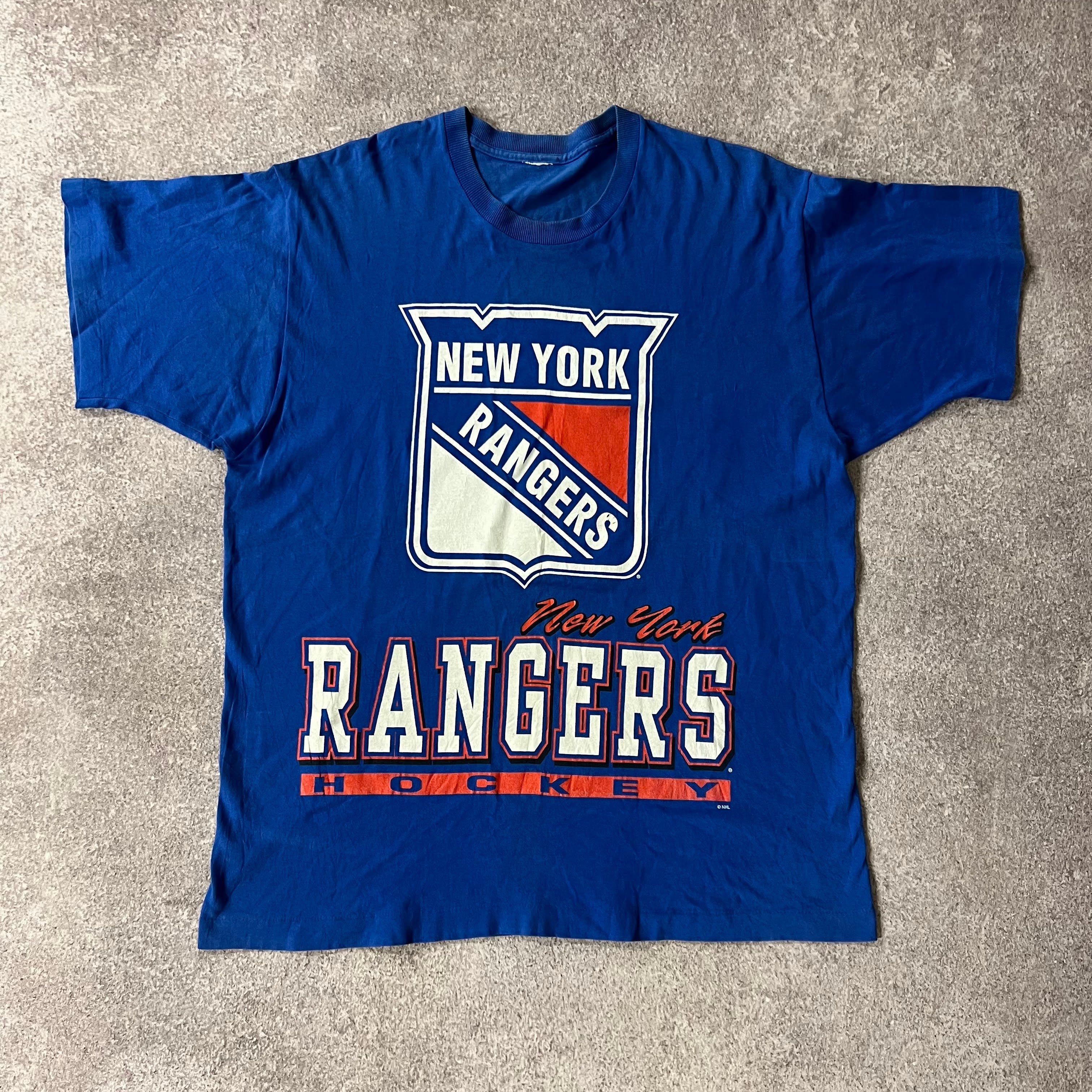 90s New York Rangers Big Logo Single Stitch Tee XL