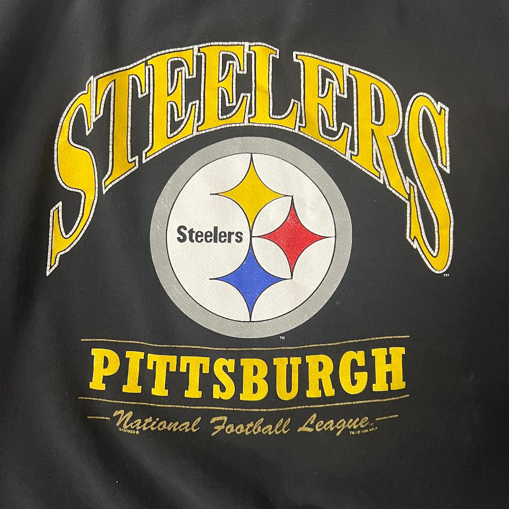 90s Pittsburgh Steelers NFL Lee Sport Big Logo Cracked Print Crewneck XL