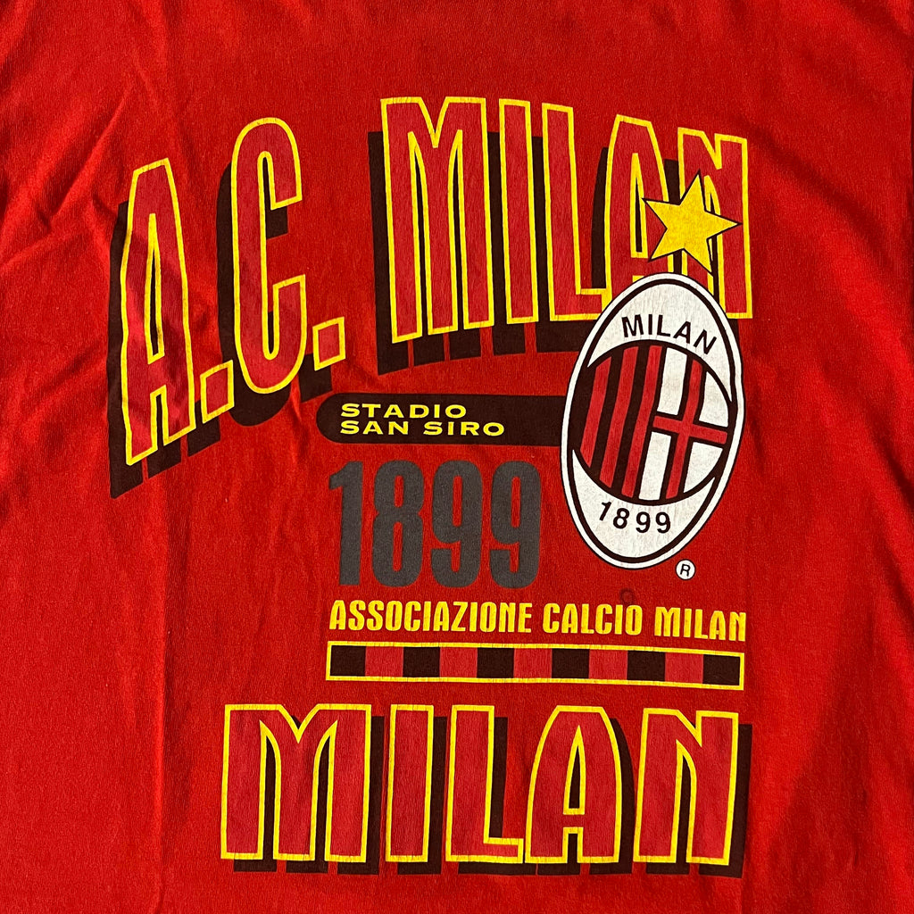 90s AC Milan Red Back Graphic Tee L