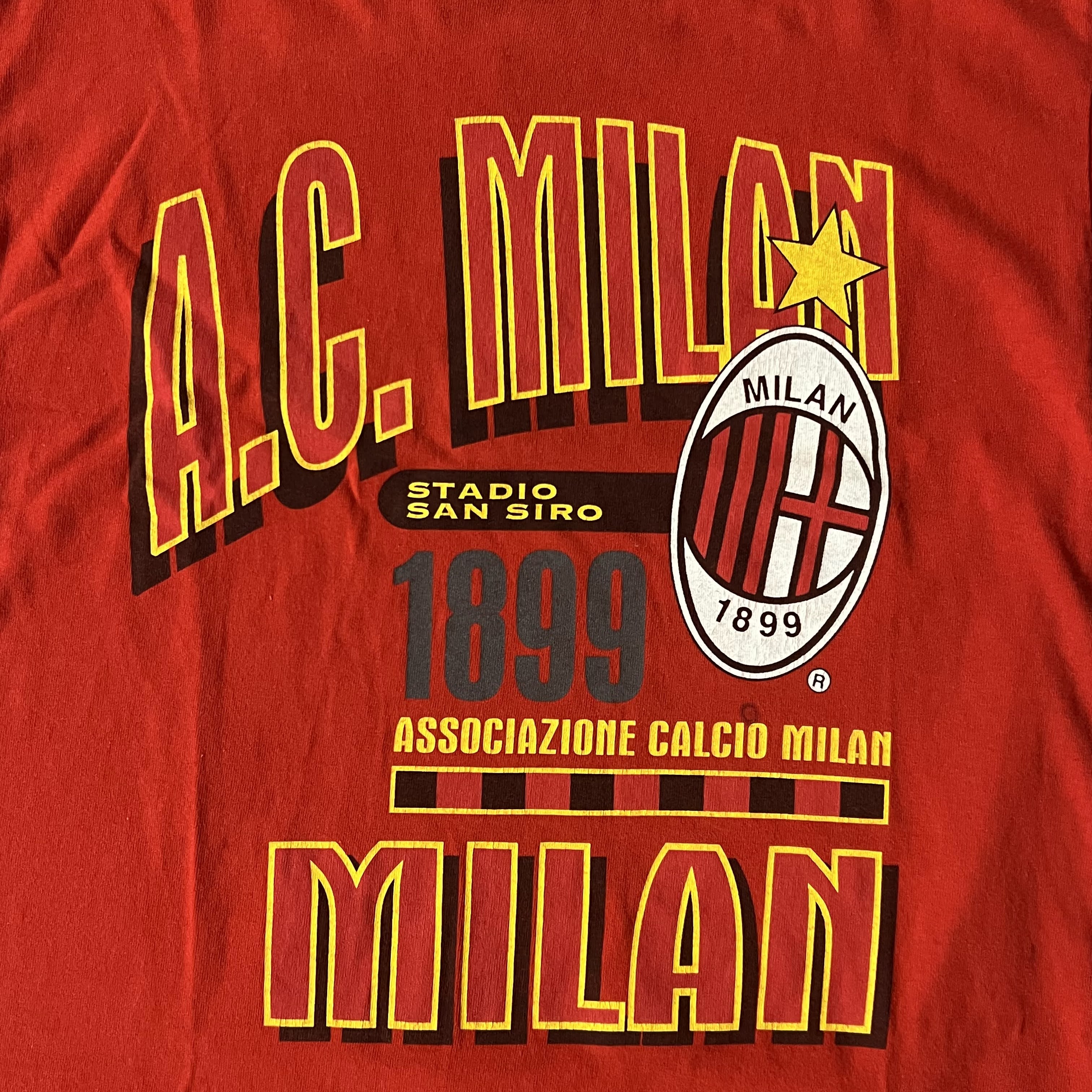 90s AC Milan Red Back Graphic Tee L